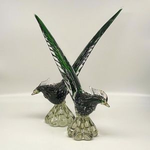 VENETIAN MURANO GLASS PHEASANTS SCULPTURE